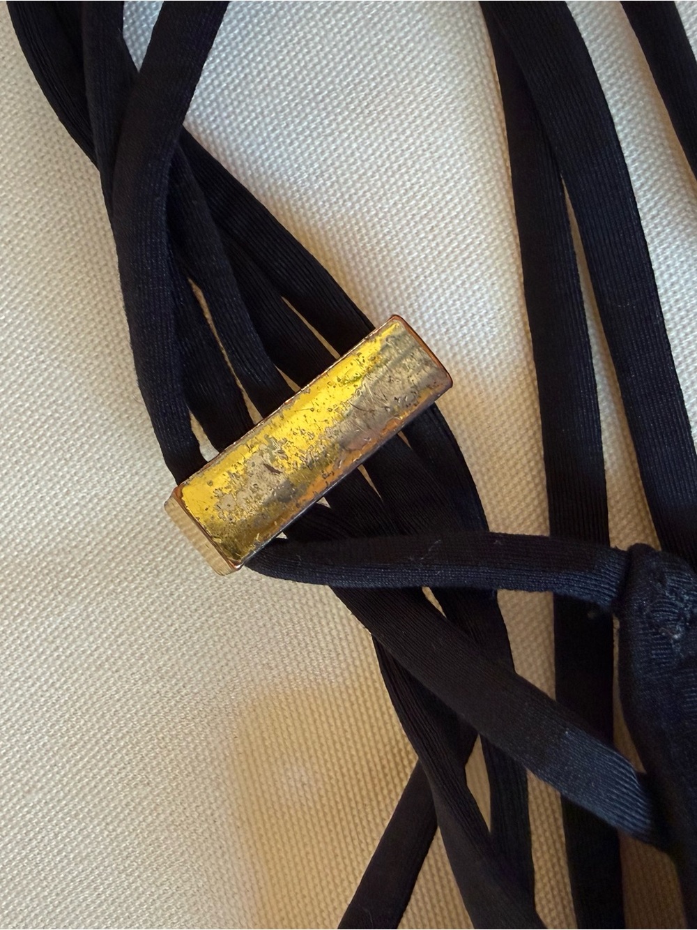Victoria's Secret Black Strappy Push-Up Bikini Set with Gold Accents - Picture 8 of 12